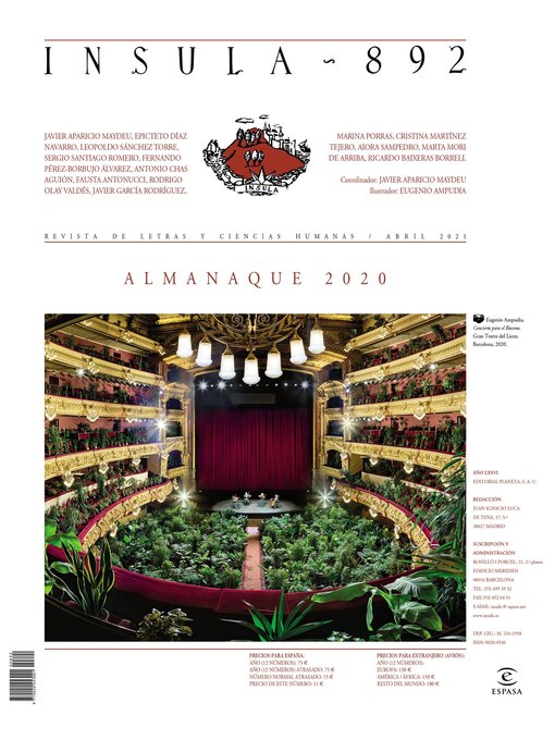 Title details for Almanaque 2020 (Ínsula n° 892, abril de 2021) by AA. VV. - Available